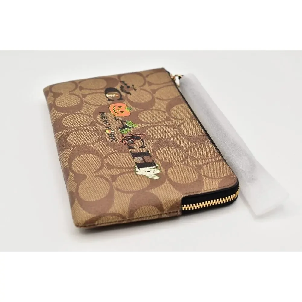 Coach HALLOWEEN Wristlet Bag Cards ID XL Phone Case Witch Bats Cat Pumpkin NEW
